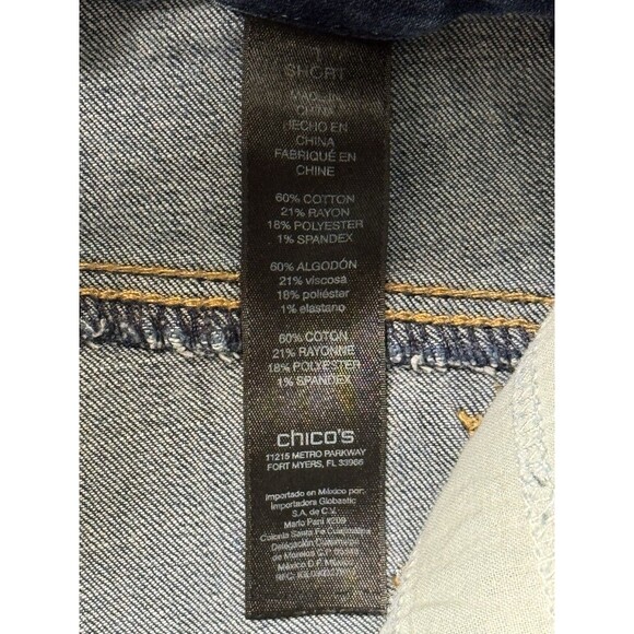 The So Lifting Slim Leg By Chico’s Jeans 1 Short 8 Blue Mid Rise Stretch Denim - Picture 5 of 9